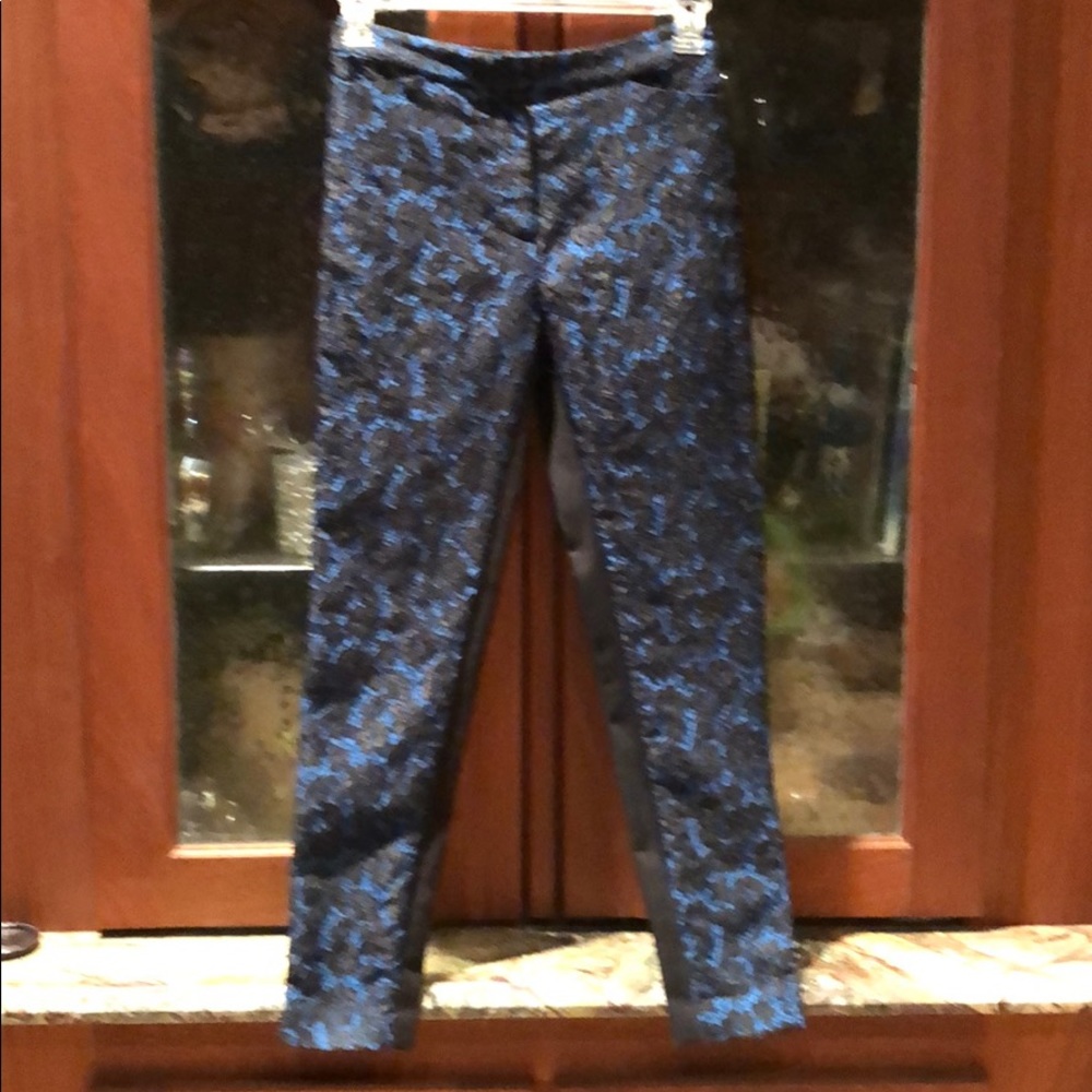 Tracy Reese brocaded blue and black skinny pants